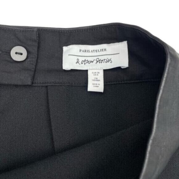 & Other Stories Womens Faux Leather Polyester Blend Black Mini Pencil Skirt 6 - Picture 3 of 4